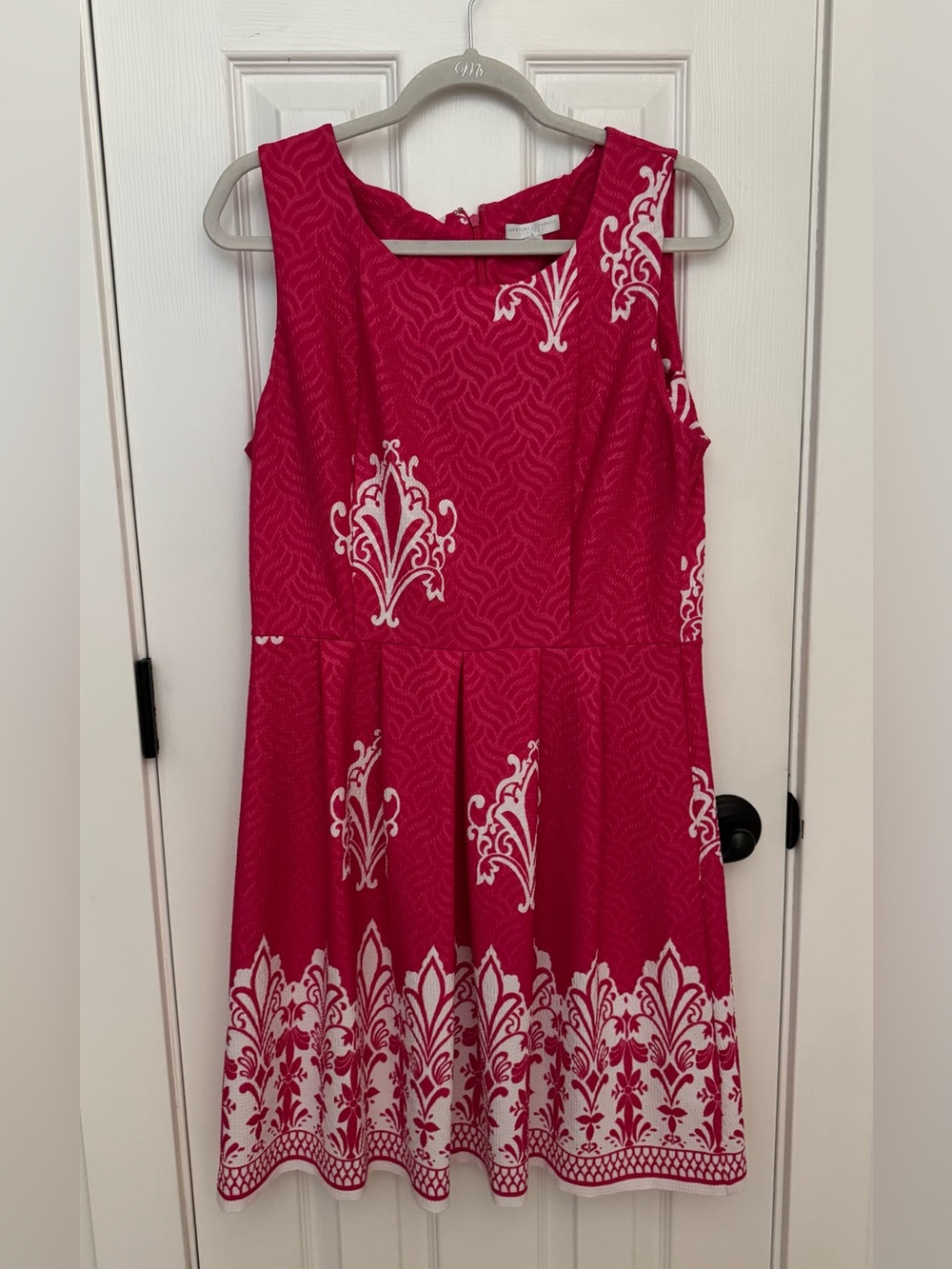 New York & Company Hot Pink Sleeveless Dress with White Print